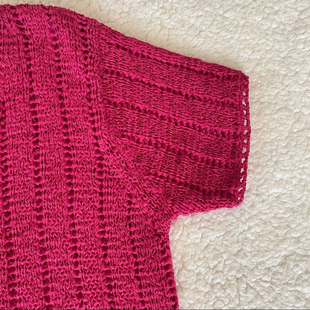 Sigrid Olsen Fuchsia V-Neck Button Front Short Sl… - image 6